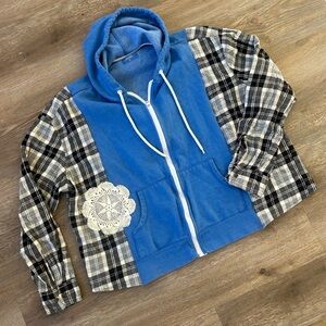 Upcycled Plaid Sweatshirt